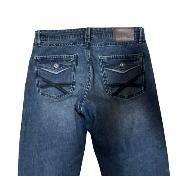 TK Axel Mens Jeans Slim Boot Cut Stretch Denim Med Wash Blue Size 34x32 - Picture 7 of 8